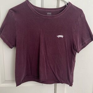 Maroon small logo Vans tee